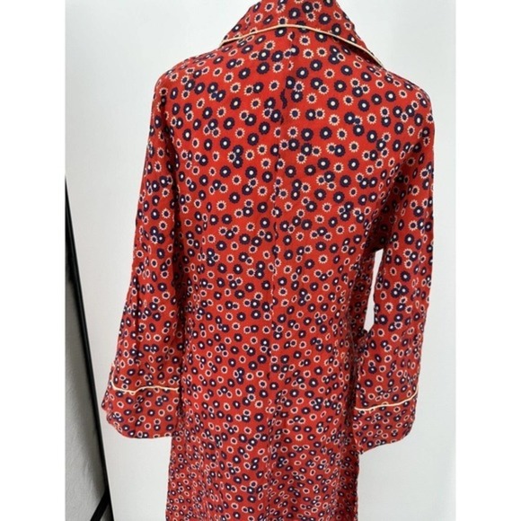 Montenapoleone Women's Red Floral Belted Robe Size 2 Made in Italy 70s? - Picture 6 of 15